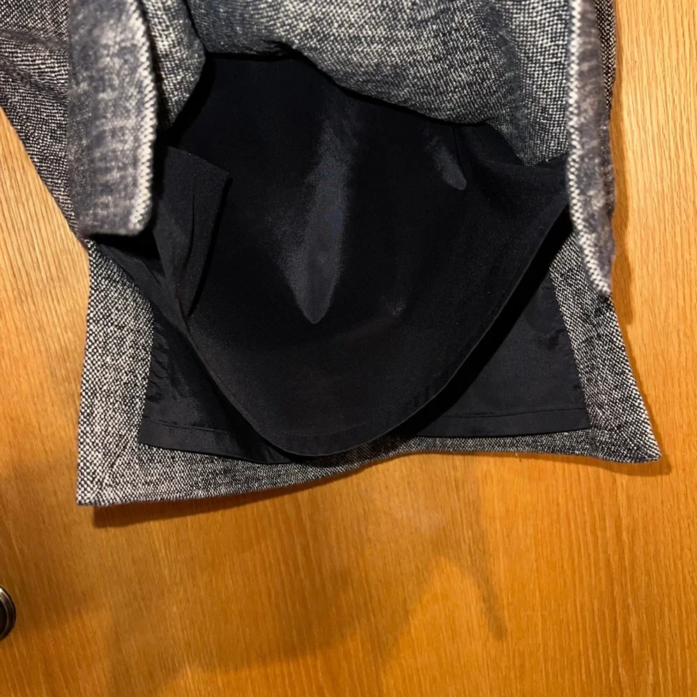 Etcetera Pencil‎ Skirt Womens 2 Black White Tweed Cotton Linen Excellent Slit